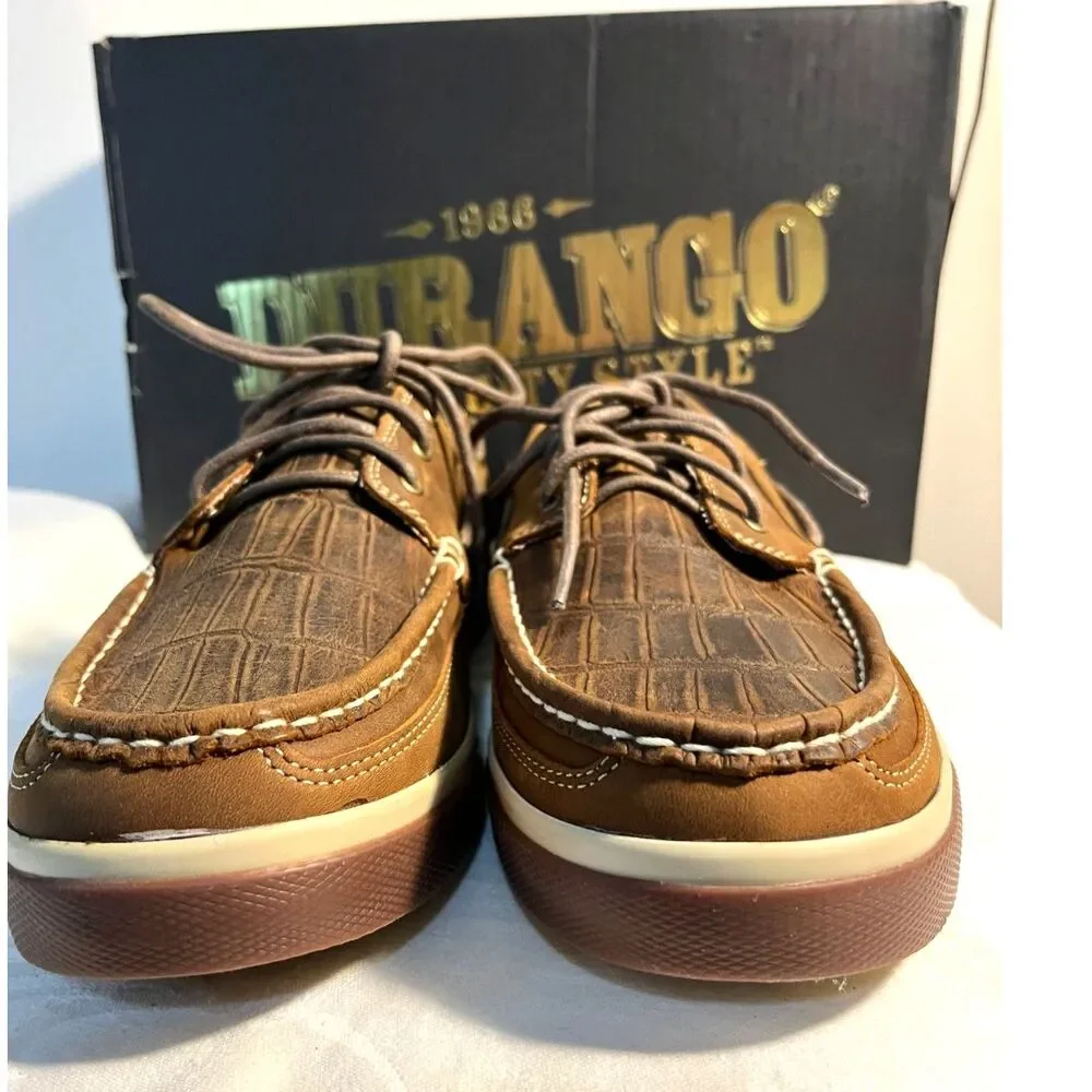 New Durango Music City Gator Emboss Brown Leather Boat Shoes Men's 10.5M